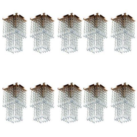 Kit 10 Lustre Plafon de Cristal Acrilico Spark Cobre