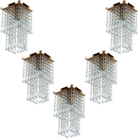 Kit 5 Lustre Plafon de Cristal Acrilico Spark Cobre