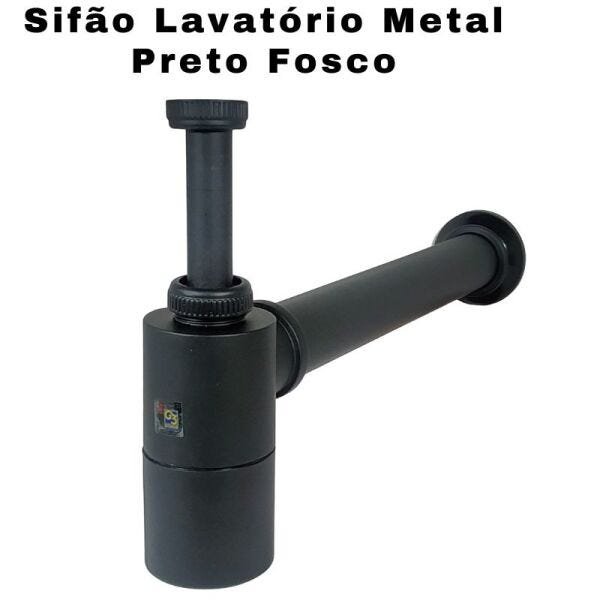 Sifão Lavatório Cuba com Copo em Metal Black Fosco Tubo Saída 30cm - 2