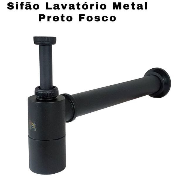 Sifão Lavatório Cuba com Copo em Metal Black Fosco Tubo Saída 30cm - 4