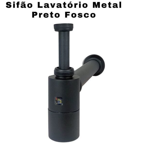 Sifão Lavatório Cuba com Copo em Metal Black Fosco Tubo Saída 30cm - 3