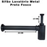 Sifão Lavatório Cuba com Copo em Metal Black Fosco Tubo Saída 30cm - 5