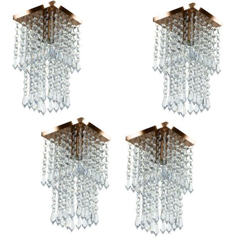 Kit 4 Lustre Plafon de Cristal Acrilico Spark Cobre