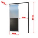 Ver imagem 4 de Porta Correr Suspensa Meia Lambril Meia Vidro Dir L.25 Mix Preta 210x80 Brimak