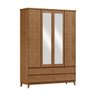Guarda-roupa Casal 4 Portas Espelhos 4 Gavetas Freijó Prata Madeira Pinus com Mdf - Finestra - 2