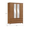 Guarda-roupa Casal 4 Portas Espelhos 4 Gavetas Freijó Prata Madeira Pinus com Mdf - Finestra - 3