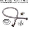 Sifão Sanfonado Pia Flexível Extensível Universal Cromado + Flexivel Trançado Inox 40 cm + Vá - 2