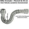 Sifão Sanfonado Pia Flexível Extensível Universal Cromado + Flexivel Trançado Inox 40 cm + Vá - 3