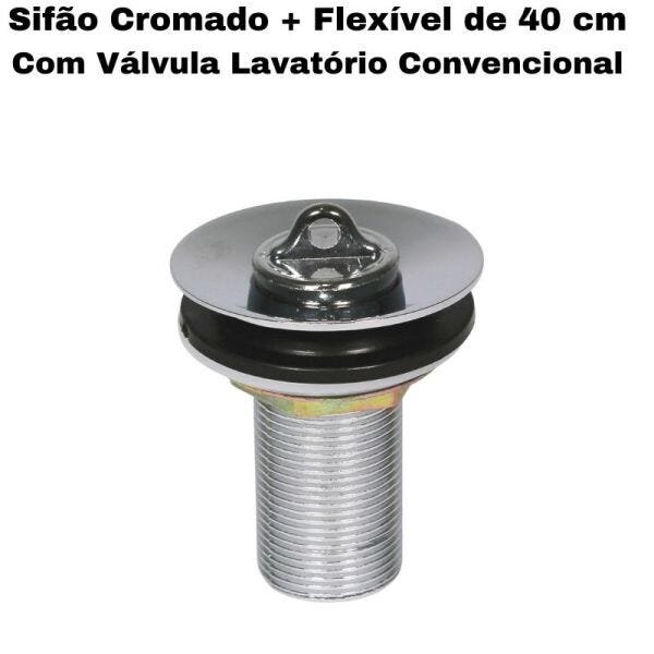 Sifão Sanfonado Pia Flexível Extensível Universal Cromado + Flexivel Trançado Inox 40 cm + Vá - 4