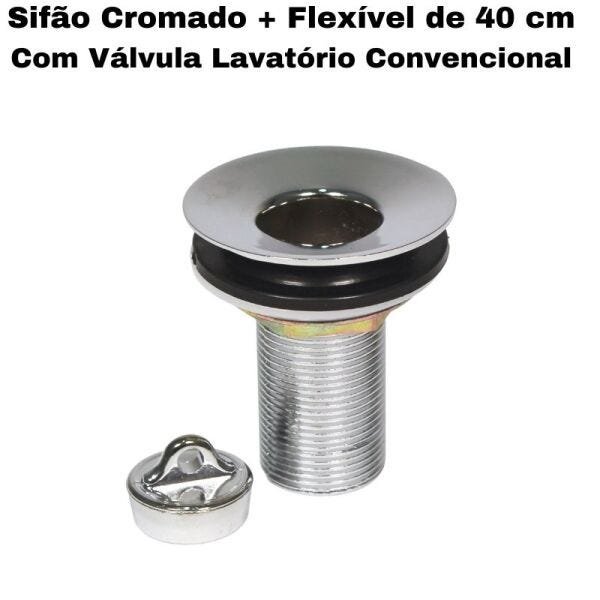 Sifão Sanfonado Pia Flexível Extensível Universal Cromado + Flexivel Trançado Inox 40 cm + Vá - 6