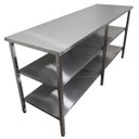 Ver imagem 2 de Mesa de Aço Inox Industrial 160x70x90 cm com 2 Prateleiras Plano Liso Nortinox