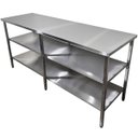 Ver imagem 1 de Mesa de Aço Inox Industrial 160x70x90 cm com 2 Prateleiras Plano Liso Nortinox