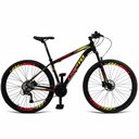 Ver imagem 1 de Bicicleta Unisex 19" Aro Aero 29 24v Freios a Disco Suspensão 80mm Guidão Curvo Preto/vermelho/amare