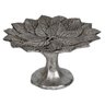 Centro De Mesa Em Resina Com Pé E Textura Folha Prata Velha - 1