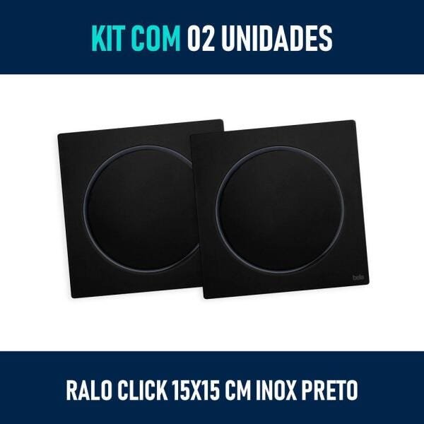 Kit 02 - Ralo Click De Banheiro 15X15 Cm (Inox Preto) - 4