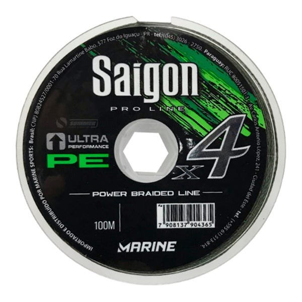 Linha Multifilamento Saigon X4 Verde 30Lbs 0,24mm 100m Marine Sports - 1