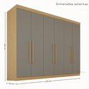 Ver imagem 3 de Guarda-Roupa Casal 100% MDF com 6 Portas e 6 Gavetas 274cm Multimóveis Madeirado/Cinza