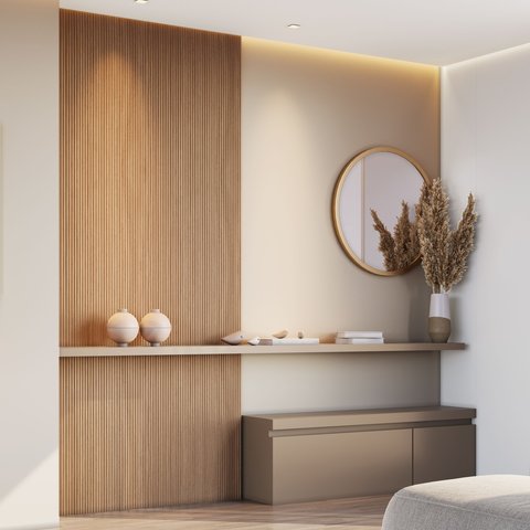 Kit 2 Placas de Painel Ripado Toronto 250cm x 58cm x 3,3mm (Rende 2,9m²) Ecorevest Marrom/Itapuã