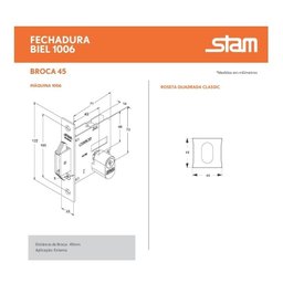 Fechadura Porta Correr Stam 1006 Rosê Quadrada 45mm C/ Miolo - 3