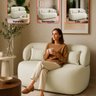 Poltrona Namoradeira 2 Lugares Orgânica Chloe Boucle Bege com Almofada Plumante - Arkell - 2