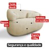 Poltrona Namoradeira 2 Lugares Orgânica Chloe Boucle Bege com Almofada Plumante - Arkell - 5