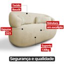 Ver imagem 5 de Poltrona Namoradeira 2 Lugares Orgânica Chloe Boucle Bege com Almofada Plumante - Arkell