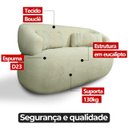 Ver imagem 3 de Poltrona Namoradeira 2 Lugares Orgânica Chloe Boucle Bege com Almofada Plumante - Arkell