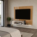Ver imagem 1 de Painel Tv Ripado Off White Fixacao Simples Ambiente Moderno
