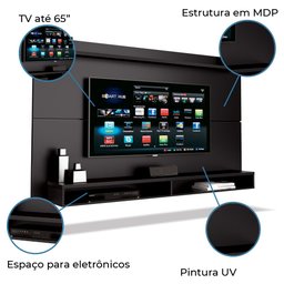 Painel para TV até 65 Polegadas com Prateleira Nicho Max EDN Móveis - 4