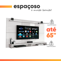 Painel Tv 65 Polegadas Max Edn Móveis - Branco - 5