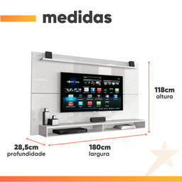 Painel Tv 65 Polegadas Max Edn Móveis - Branco - 3