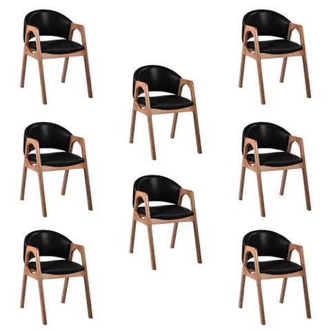 Kit 8 Cadeiras Decorativa Sala de Jantar Luxo Larissa Facto Preto - Mozzelar