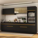 Ver imagem 2 de Armário de Cozinha Completa 5 Peças com Rodapé Mp2175 Made Multimóveis Preto/dourado