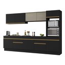 Ver imagem 1 de Armário de Cozinha Completa 5 Peças com Rodapé Mp2175 Made Multimóveis Preto/dourado