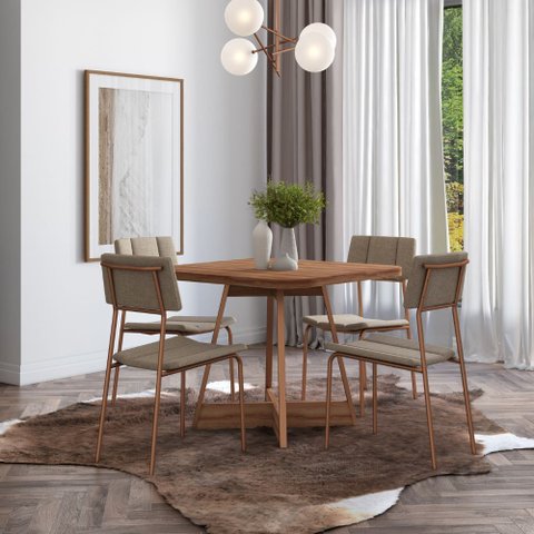 Mesa Atira Carraro C/ 4 Cadeiras Lou Linho