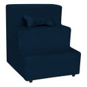 Ver imagem 1 de Escada Escadinha para Pet 3 Degraus Osso Cor Azul Marinho Veludo Liberty Móveis