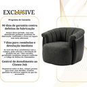 Ver imagem 7 de Poltrona Decorativa Giratória Luxuosa Linho Cinza Escuro Detalhe Courino Preto Montada Sala Hall