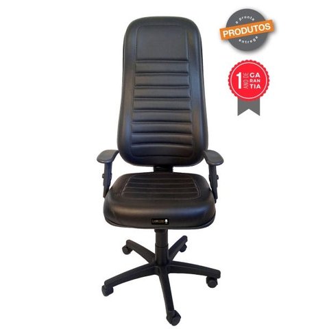 Cadeira de Escritório Tescaro Extra Reforçada Gomada com Braços - Sintético Preto