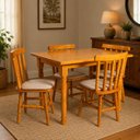 Ver imagem 2 de Conjunto de Mesa Mônaco 110x80 com 4 Cadeiras Estofadas – Natural – Jm Móveis