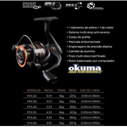 Molinete Okuma Fina Pro Xp - Fpx-65 - 8 Molinete Okuma Fina Pro Xp - Fpx-65 - 8