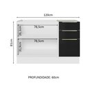 Ver imagem 4 de Balcão Gabinete de Pia Madesa Lux 120 cm 2 Portas 3 Gavetas (Sem Tampo) Branco/Preto