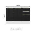 Ver imagem 3 de Balcão Gabinete de Pia Madesa Lux 120 cm 2 Portas 3 Gavetas (Sem Tampo) Branco/Preto