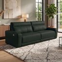 Ver imagem 3 de Sofá 3 Lugares Rettrátil Reclinável Elétrico 254cm Mazi L06 Couro Verde Escuro - Lyam Decor