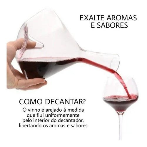 Decanter Vinho Aerador 1,7l Vidro Aromas Sabores - 3