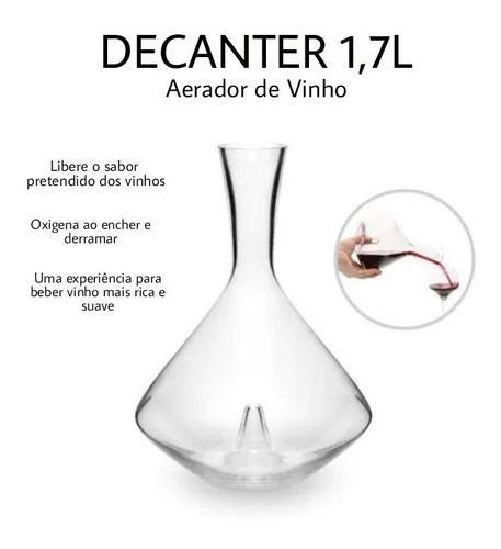 Decanter Vinho Aerador 1,7l Vidro Aromas Sabores - 2