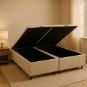 Ver imagem 7 de Cama Box Bau Bege Suede King 1,93cm Premium Blindada Super Reforçada