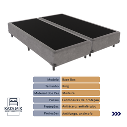 Cama Box Cinza e Colchão King Royal Comfort Plus Molas Lfk Sealy - 4
