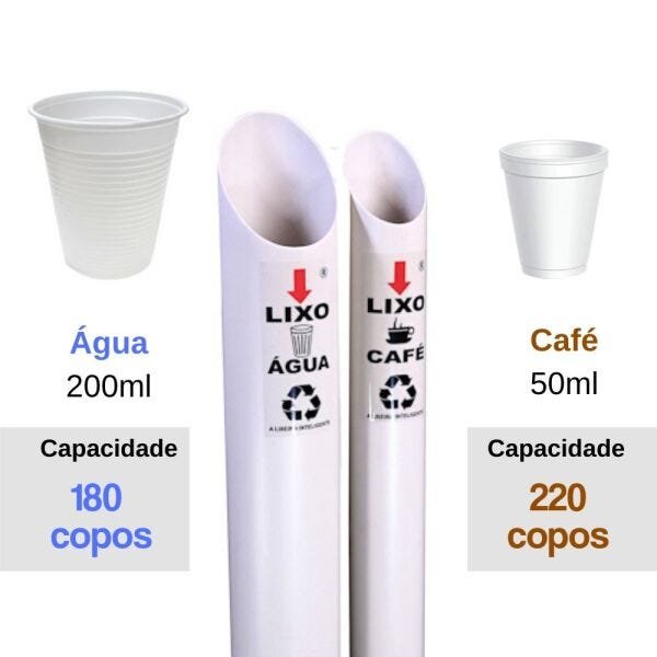 Kit Lixeira e Porta Copo Descartavel Inox Pvc Água Café - 3