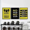 Ver imagem 1 de Kit 3 Quadros o Corpo Alcança o que a Mente Acredita 33x24cm:madeira Preta