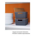 Ver imagem 7 de Caixa Organizadora com Tampa de Bambu - 4L - Cinza - Oikos